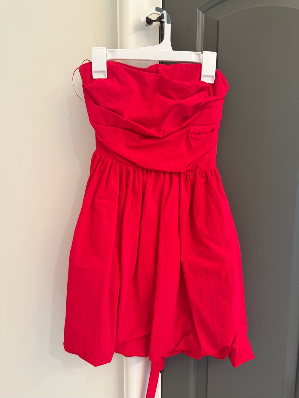 Amanda Uprichard Strapless Bright Red Mini Dress. Tie back.